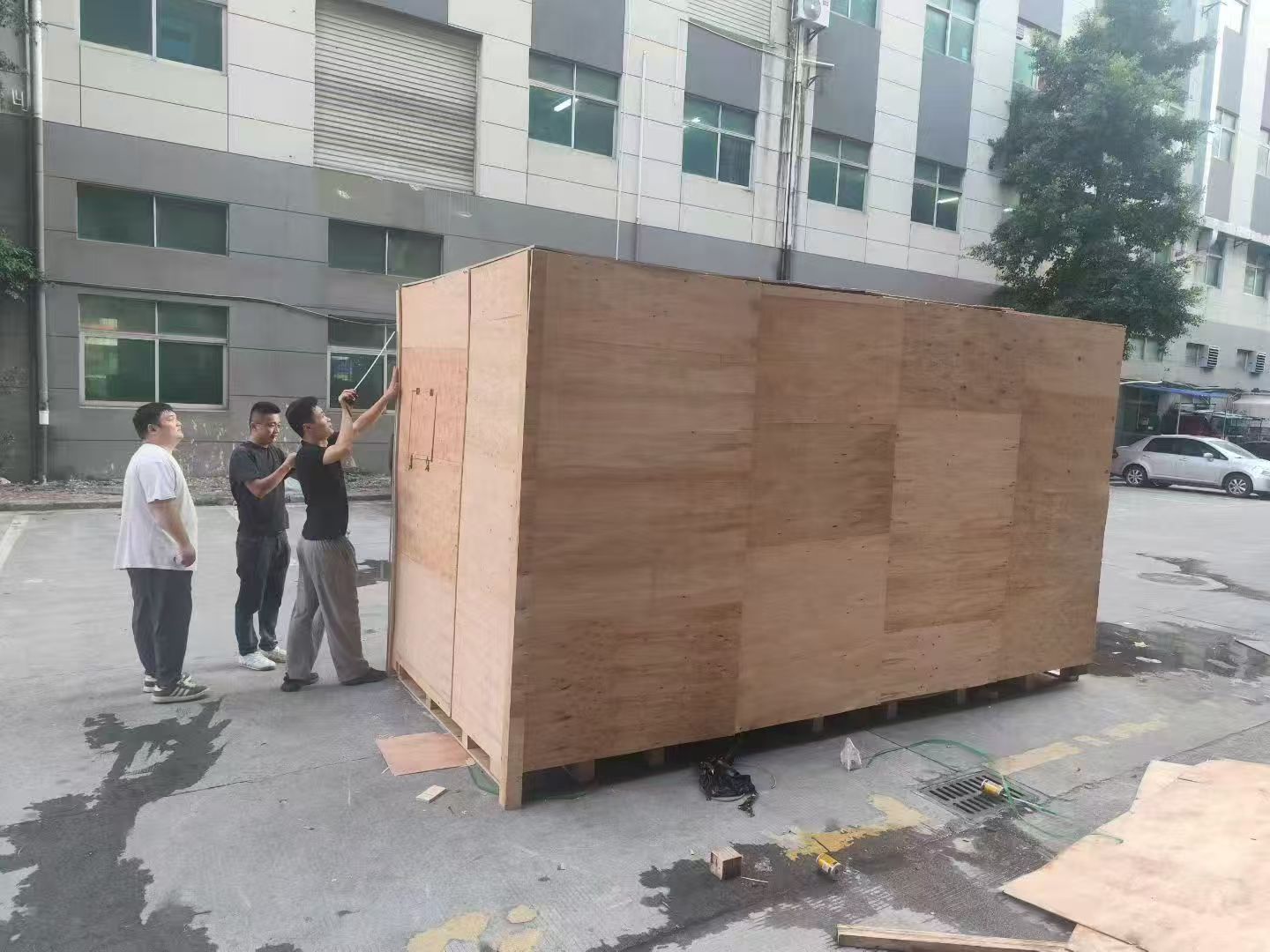 Oversized crate being measured